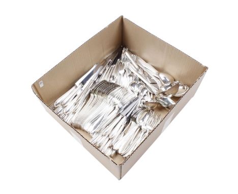 Box with 12-person large and small plate cutlery WMF Friodur with pearl rim decoration