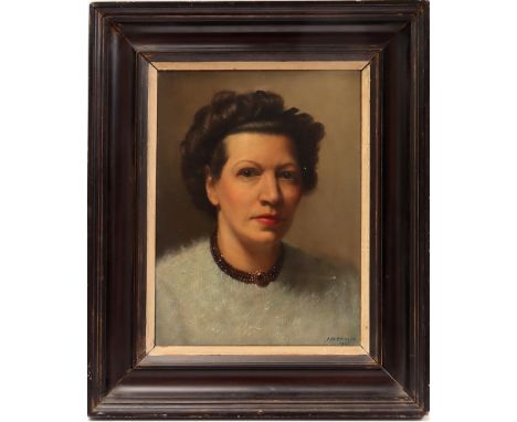 Jan Hendrik Eversen (1906-1995)Portrait of a lady, canvas dated 1948, 40x30 cm
