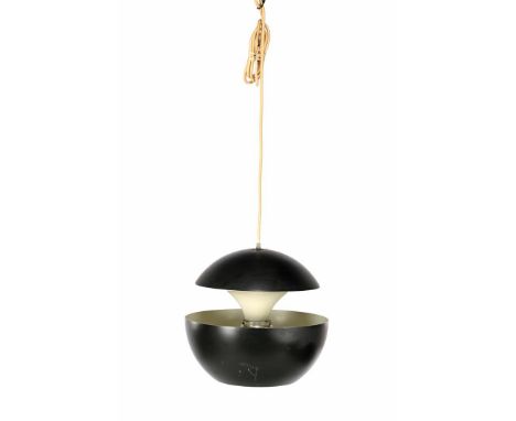 Bertrand Balas (1935-)Anthracite aluminum hanging lamp with white interior, design Bertrand Balas for Raak, model 'Springfont