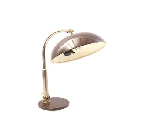 Herman Theodoor Jan Anthoin Busquet (1914-1977)Brown metal desk lamp with chromed arm, design Busquet for Hala Zeist, ca. 193