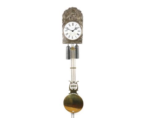 Comtoise clock with harp pendulum and brass fittings, 134 cm
