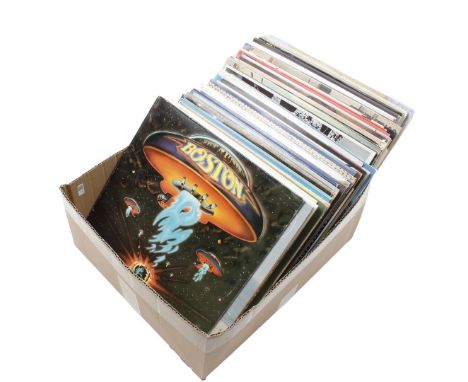 Box of various long-playing records