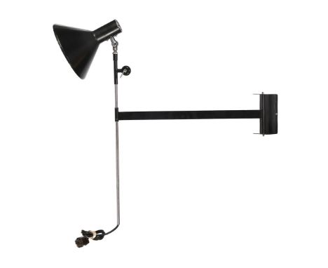 Floris FiedeldijBlackened metal wall lamp with adjustable shade, design Floris Fiedeldij for Artimeta, the Netherlands, 1950s