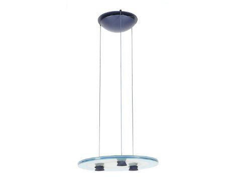 Perry KingAdjustable glass round hanging lamp, design Perry King for Arteluce, model 'Aurora 1040', marked, Italy 1970s/80s, 