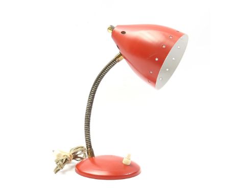 Herman Theodoor Jan Anthoin Busquet (1914-1977)Red lacquered desk lamp, design H. Busquet for Hala Zeist, 1960s, 27 cm high