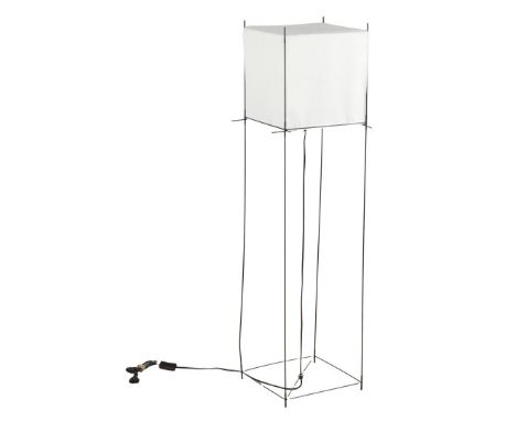 Benno Premsela (1920-1997)Blackened metal floor lamp with visiline cloth, design Benno Premsela for Hollands Licht, model 'Lo