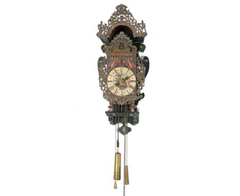 Antique Frisian chair clock with single hand and alarm function, approx. 80 cm high