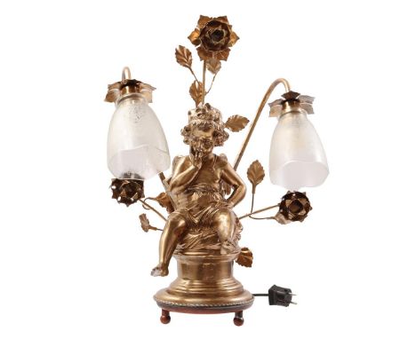 Classic 2-light table lamp with putto, 56 cm high