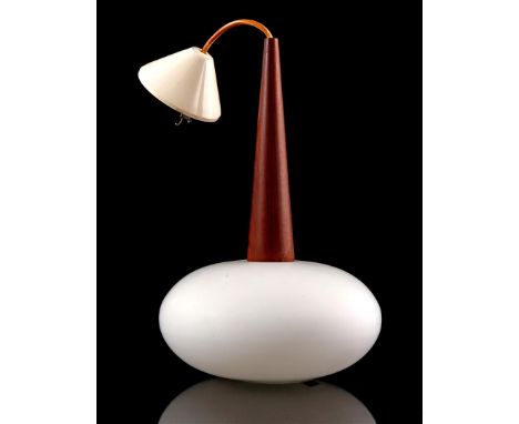 Louis Christiaan Kalff (1897-1976)Teak hanging lamp with opaline round shade, design Louis Kalff for Philips, Netherlands 196