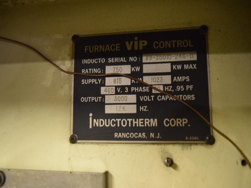 Inductotherm furnace system with incoming power transformer, incoming