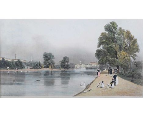 Thomas Shotter Boys – ‘The Horseguards &amp;c. from St. James’s Park’, 19th century stone lithograph with later hand-colourin