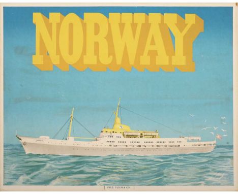 Fred Olsen Norway Line (publisher) – ‘Norway’ (Travel Poster), early 20th century offset lithograph with screenprinted title,