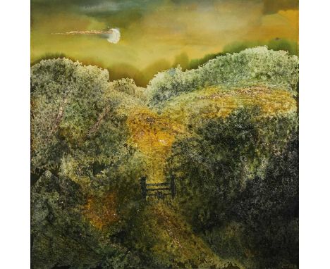 Janet Rogers – Moonlit Landscape, mixed media on paper, signed and dated 2009, 57cm x 56.5cm, together with two similar works