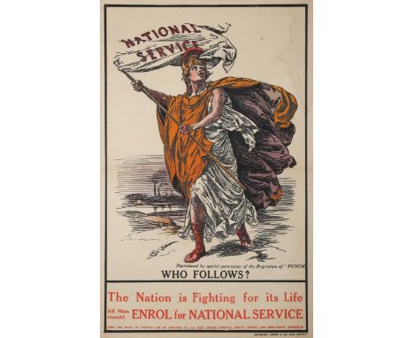 Bradbury, Agnew &amp; Co. (publisher) – ‘National Service, Who Follows?’, early 20th century lithograph in colours, sheet siz
