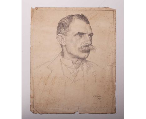 William Strang – Portrait of Edward Shroder Prior, stone lithograph, published 1907, sheet size 29cm x 23cm, together with a 