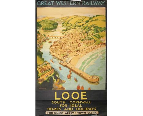 Stanley Charles Rowles – ‘Great Western Railway, Looe South Cornwall for Ideal Homes and Holidays’ (Railway Travel Poster), l