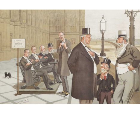 Spy [Leslie Matthew Ward] – On the Terrace, 19th century lithograph, proof before letters, published by Vincent Brooks, Day &