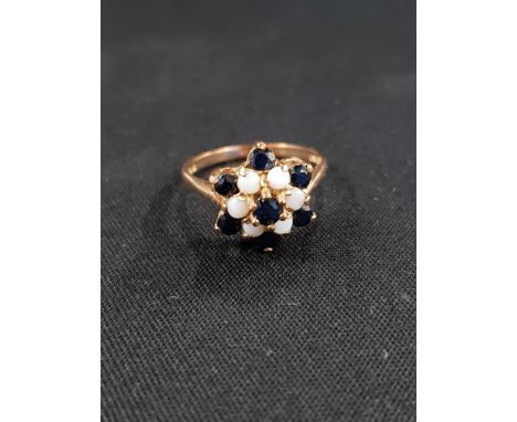 GOLD AND SAPPHIRE SEED PEARL RING