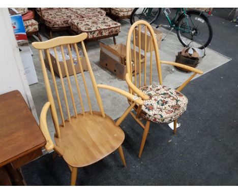 2 BLONDE OAK ERCOL CHAIRS