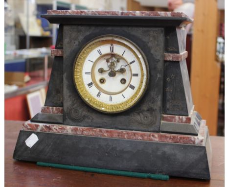A Victorian marble and slate mantel clock 