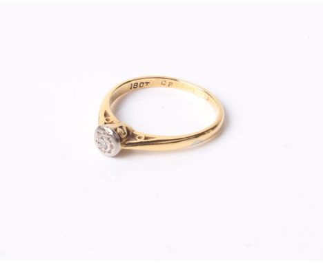 An 18ct gold diamond solitaire ring, 2g in total 