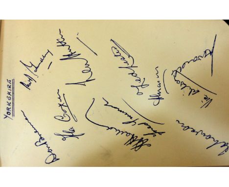An Autograph Book containing the signature of Joe Davis world billboard/snooker Champion, Wally Hammond Gloucestershire and E