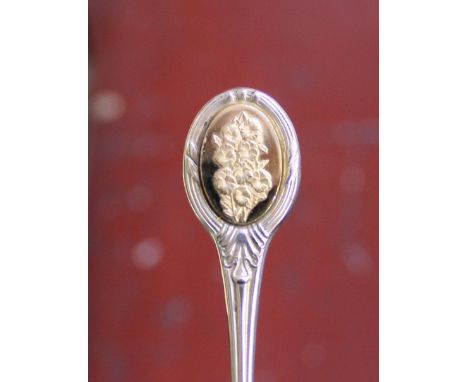 Silver: A case set of The Royal Horticultural Society Flower Spoons. each spoon at 25.5g (12)