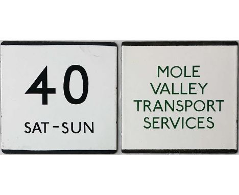 London Transport enamel bus stop E-PLATES, the first for Mole Valley Transport Services, an independent operator which took o