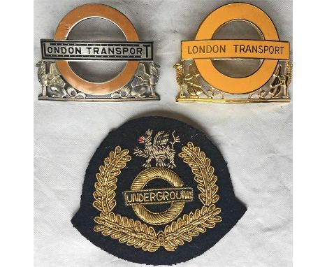 Collection of London Transport Underground CAP BADGES comprising 1962 hallmarked silver badge for a Station Foreman/Inspector