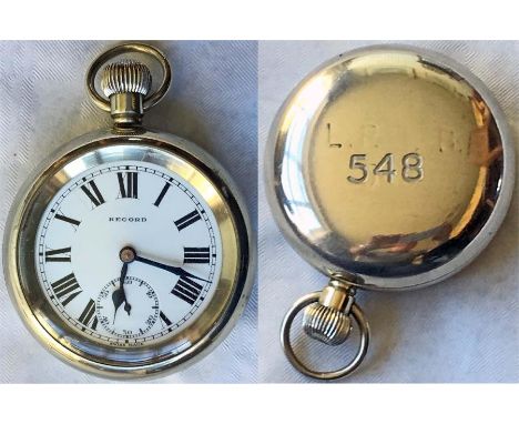 1930/40s London Transport chrome-plated POCKET WATCH engraved 'LPTB 548' as issued to Underground station foremen etc. Made b