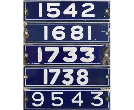 Selection of London Underground 1962 Tube Stock enamel STOCK-NUMBER PLATES. These were located inside the cars above the inte