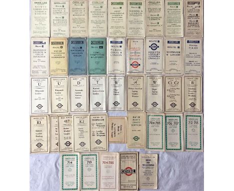Quantity of Green Line Coaches Ltd/London Transport Green Line Coaches TIMETABLE LEAFLETS dated from 1930-63, mostly 1930-36.