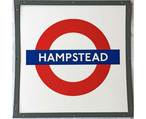 London Underground enamel PLATFORM SIGN from Hampstead station on the Northern Line. This is a tunnel-side sign measuring 24"