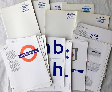 Various London Underground 1980s/90s DESIGN GUIDELINE BOOKLETS covering the roundel (2 different), station works, publicity (