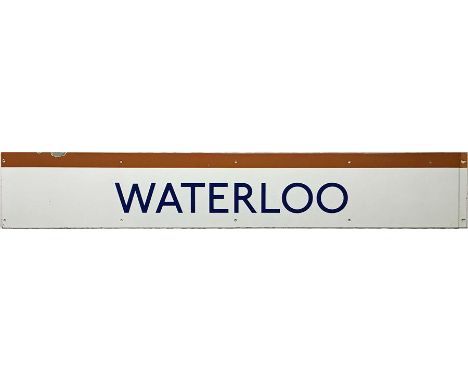London Underground enamel PLATFORM FRIEZE PANEL from the Bakerloo platforms at Waterloo station. Dates from the 1980s/90s and