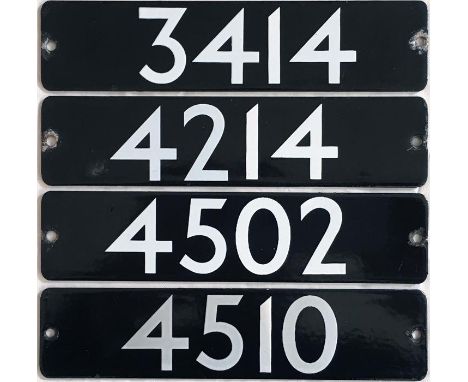 Selection of London Underground 1983 Mk I Tube Stock enamel STOCK-NUMBER PLATES. These were located inside the cars above the