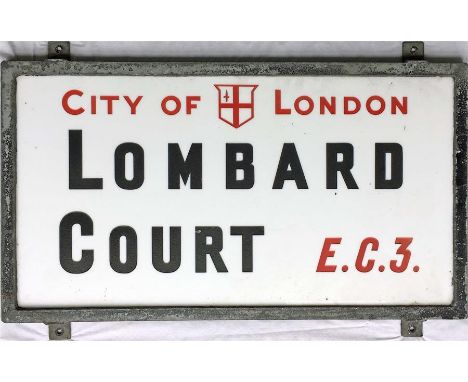 A City of London STREET SIGN from Lombard Court, EC2, a small street between Gracechurch Street and Clements Lane in the hear