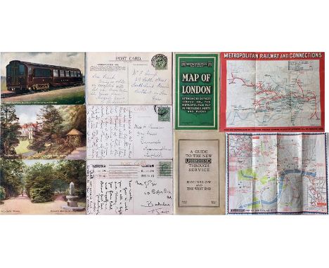 London Underground items comprising  3 tube line POSTCARDS from the GN, Piccadilly & Brompton Rly (Motor Car, 1906) and the H