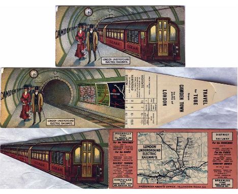 1907 London Underground Electric Railways advertising CARD with MAP, one of a series featuring different stations, in this ca