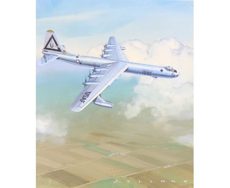 Jack Fellows (American, B. 1941) "B-36 Peacemaker" Signed lower right. Original Oil painting on Masonite. Provenance: Collect