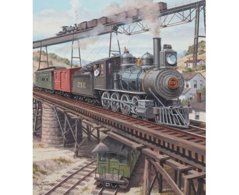 J. Craig Thorpe (American, B. 1948) "South Dakota Locomotive" Signed lower left. Original Oil painting on Paper. Provenance: 