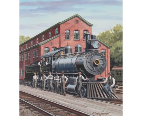 J. Craig Thorpe (American, B. 1948) "Virginia Locomotive" Signed lower right. Original Oil painting on Paper. Provenance: Col