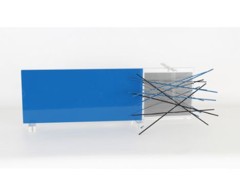 Jesus Rafael Soto (Venezuelan, 1923-2005) "Hannover", 1968. Having label on base, numbered (33/200). Plexiglass, screen print