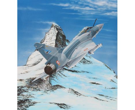 Steve Ferguson (American, B. 1946) "Mirage 2000C" Signed lower left. Original Acrylic painting on Cold Press Illustration Boa