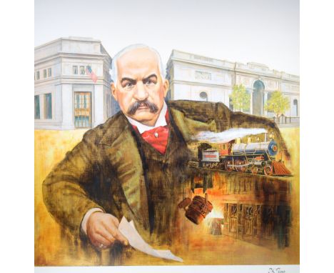 David K. Stone (American, 1922 - 2001) "John Pierpont Morgan" Signed lower right. Original Oil painting on Masonite. Provenan