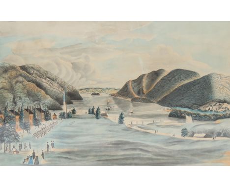 George Catlin (1796 - 1872) "View of West Point" Watercolor/pen/ink on paper. Provenance: Sotheby's lot 47 (11/21/2016) (Esti
