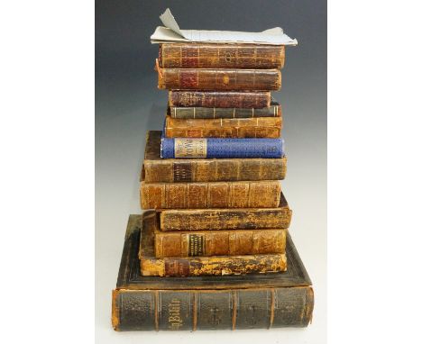 A selection of 18th / 19th Century mostly leather bound books to include: a very early edition of Master Humphrey's clock, by