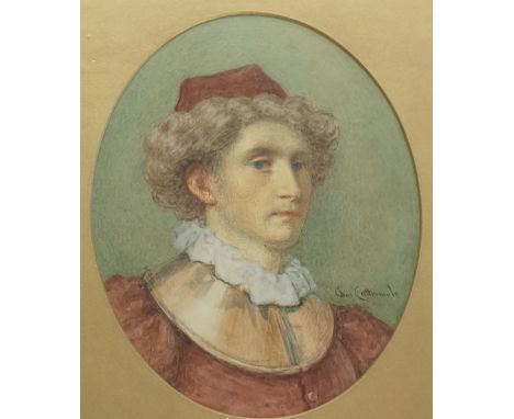 Charles Cattermole (British, 1832-1900)- oval head and shoulder portrait of a gentleman, watercolour and pencil, 25cm x 19cm,