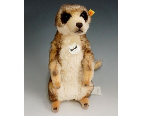 Steiff - a modern soft toy in the form of a meercat called 'Mungo', covering of mohair and cotton, tags still attached, 30cm 