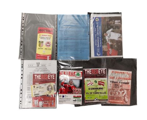 QUANTITY OF CLIFTONVILLE F.C EUROPEAN MATCH PROGRAMMES AND TICKET STUBS 